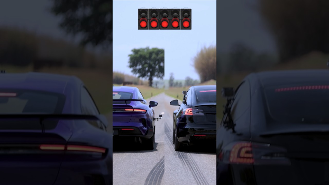 2.142 CV NO ARRANCADÃO! QUEM VENCE O DUELO ENTRE TAYCAN TURBO GT E TESLA MODEL S PLAID? 🚨😱🚘