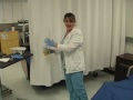 Demonstration of removal of a foley catheter.