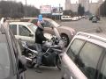 Синее ведёрко на байкере!
