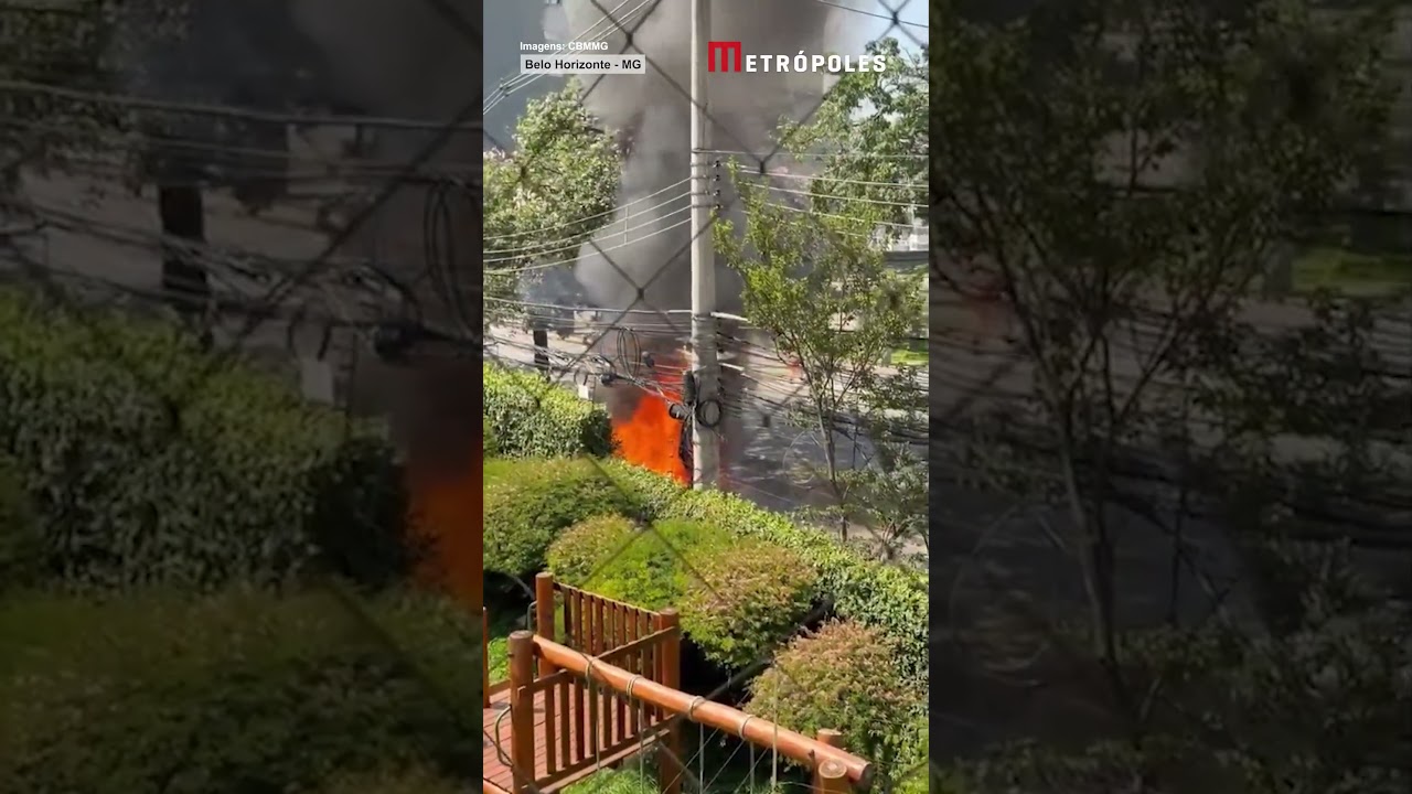 Land Rover fica destruído após incêndio e interdita avenida em BH