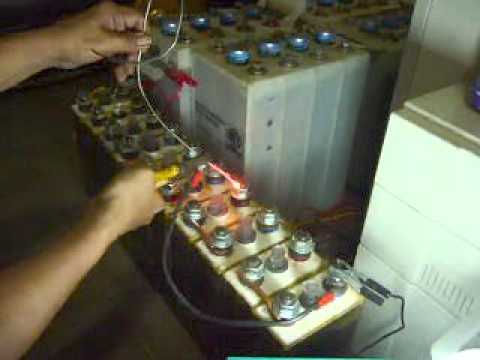 Nife - 3 cell NIFE battery 60 A load test on 350 AMP dummy nickel line.