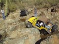 yellow Jeep pull him self out with winch yellow Jeep pull him self out with winch