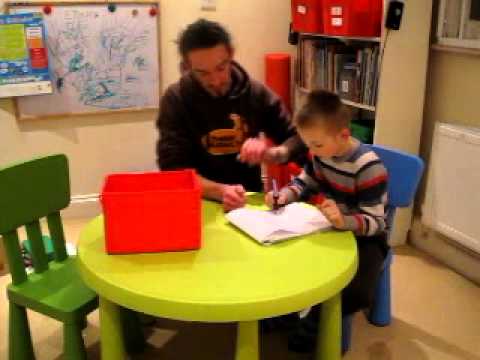 ABA Work at home – E working on writing skills.MOV