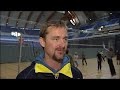 Norwegian ski jumpers training in the gym