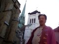 TRAN QUANG HAI sings with overtones in front of the Cathedral SAINT PIERRE, Geneva, Switzerland