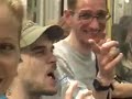 the grimetime crew, with dj absurd and dj maxximus on the u-bahn metro in berlin - july 2006