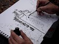 Drawing with indian ink in open air Drawing with indian ink in open air