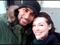 Boris Kodjoe & Milla Jovovich on Resident Evil Afterlife Set