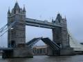 Famous London Tower opening for ship to pass through...normally used for vehicular traffic.
