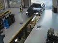 female driver entering car repair service