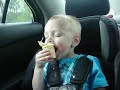 Kid sleep eating an ice cream cone