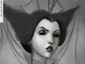this portrait of the queen of hearts from alice in wonderland was painted over three days, during my spare time. probably around six or seven hours total. 

the technique is a little different from my other works. i don't usually start in black and white, but it gave me a nice chance to explore the lines and shapes. her costume is an update on a design i did for a play version of alice in wonderland about eleven years ago. 

painted in corel painter ix with a wacom intuos tablet. 

music is from www.musopen.com:
http://www.musopen.com/view.php?type=piece&id=224

prints of this image are available in my store at deviantart.com:
http://mercuralis.deviantart.com/prints

for updates on more art, prints, or videos etc, subscribe to my blog at 
http://wickedfae.com
