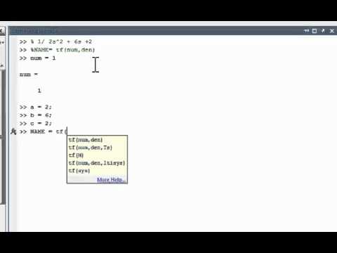 how to define tf in matlab