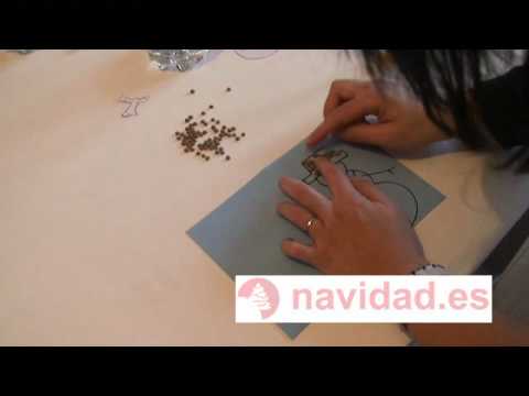Manualidad navideña: adornar postal de Navidad con lentejas y arroz