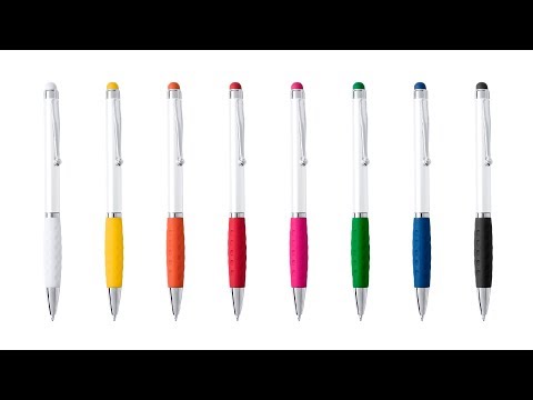 Boligrafo blanco con puntero tactil de color personalizado