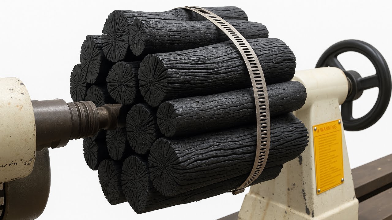Amazed Woodturning Technique – What Will Happen When Charcoal Is Put Into Lathe