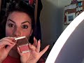 beauty makeup cosmetics tutorial how to holiday look cheeks eyes lips cream blush shimmer classic red grey eye