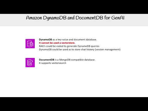 Using DynamoDB and DocumentDB for Generative AI - AWS AI Practitioner AIF-C01