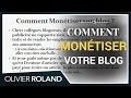 Sixième Vidéo : La Monétisation, Par Olivier Roland