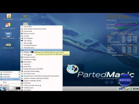 Remove Forgotten Windows Password Using Parted Magic in UBCD by Britec