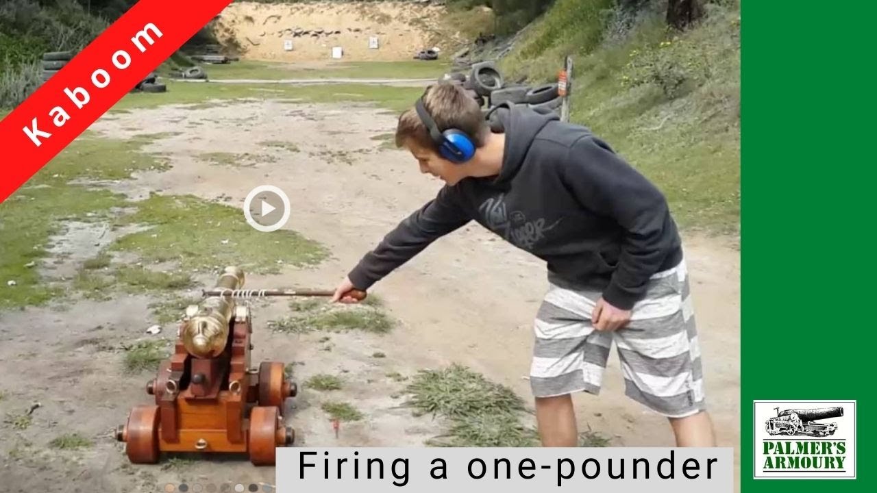 Joshua Palmer firing a 1 pounder cannon