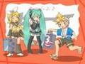 Miku, Rin and Len sing a CM song of Demae-Itcho.