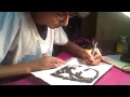 a shadow sketch of scarlett johansson. playback speed is x10 ( 10 times faster than original time taken for this sketch )