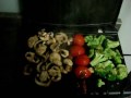 JAKK FROST COOKING@HIS HOUSE AGAIN....BLACKENED SEAFOOD N PASTA W GRILLED VEGIES