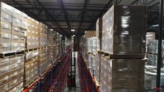 Drone Explores Massive Pallet Rack Warehouse