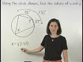 For a complete lesson on inscribed angles, go to www.yourteacher.com - 1000+ online math lessons featuring a personal math teacher inside every lesson! In this lesson, students learn the definition of an inscribed angle, and that the measure of an inscribed angle is equal to ½ the measure of its intercepted arc. Students also learn the following theorems related to inscribed angles. If two inscribed angles intercept the same arc, then the angles are congruent. An angle inscribed in a semicircle is a right angle. If a quadrilateral is inscribed in a semicircle, then opposite angles are supplementary. The measure of an angle formed by a chord and its tangent is half the measure of the intercepted arc. Students are then asked to find the missing measures of arcs and angles in given circles using these theorems.