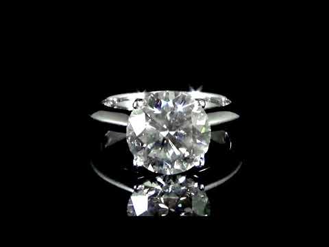CGL Certified 4.01ct Round Brilliant 'Hearts & Arrows' Cut Diamond Ring