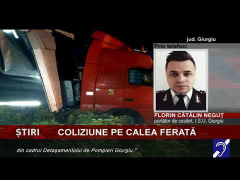 Coliziune între o garnitură de vagoane-cisternă și un autotren cu piese auto, în județul Giurgiu