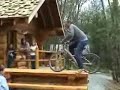 stupid guy jumps with old bike from table!smash face@ground
