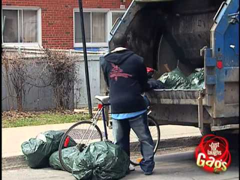 Hidden Camera Prank – Biker in garbage truck