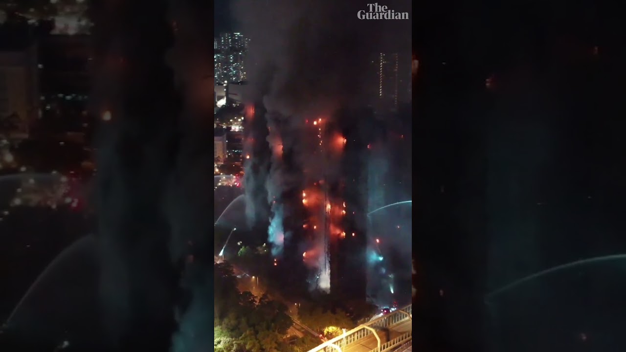 Hong Kong apartment complex fire shown in drone footage
