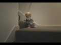 Dash sliding down the stairs