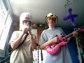 two random hobos dancing in a bed room :D