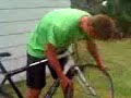 austin throwing my bike off the flat roof and fucking the forks and wheels and brakes thankyou austin.