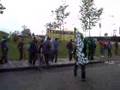 Recibimiento al bus del caravaca enn el Tartiere