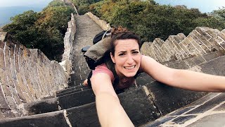 Hiking the Great Wall of China at JianKou 箭扣, BeiJing. An awesome video - don`t miss it !    Bonus films - ChenJiaPu 陈家沟 `wild` Great Wall ...      Hiking the `wild wall` is technically illegal for conservation reasons, and safety concerns. However, permits are available. It is recommended to go with a guide; `dangerous` is not hype in places like JianKou - be careful - don`t go alone, take your time, have a  mobile and water with you, etc.