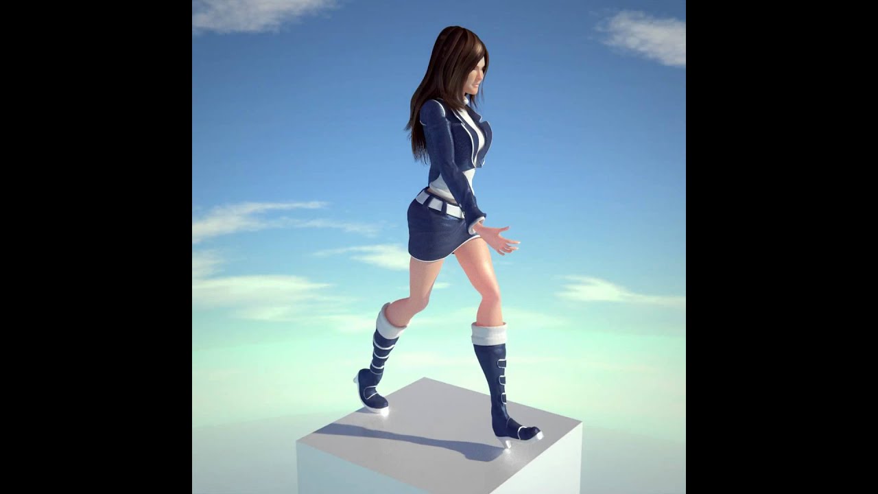 3d Female Walking animation cycle