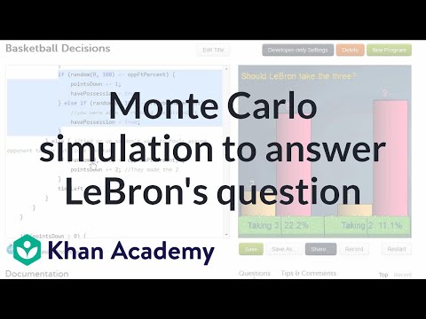 monte carlo simulation to answer lebrons question video khan monte carlos simulation