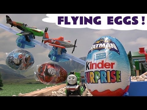 Thomas - Disney Kinder Surprise Eggs, a Kinder Surprise Batman Easter Egg and Thomas and Friends Surprise Eggs are delivered by Disney Planes Dusty and Ripslinger to ...