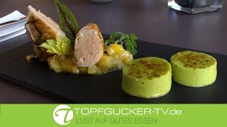 Cannelloni von Langburkersdorfer Saibling & Kräuterseitling mit Zitronenconfit und Avocado – crème brûlée 