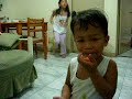 Gabriel eating tomatoe..