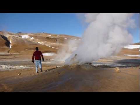 fumarole - The Hverir geothermal area is in the Krafla caldera near the Lake Mývatn area in northern Iceland. It has fumaroles (steam vents) like this one, bubbling mud...