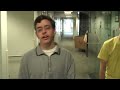 Intern David's last day. He was hoping for a going away party. While he stood around after the show hoping, I decided to interview him.
