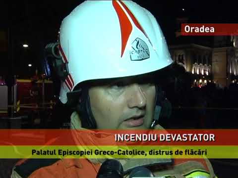 Palatul Episcopiei Greco-Catolice din Oradea, distrus de flăcări