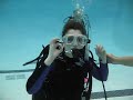 Mary demonstrates Mask Clearing at SCUBA Practice Mary demonstrates Mask Clearing at SCUBA Practice
