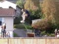We mounted a skateboardjump down by the sea and jumped on it with a bicycle